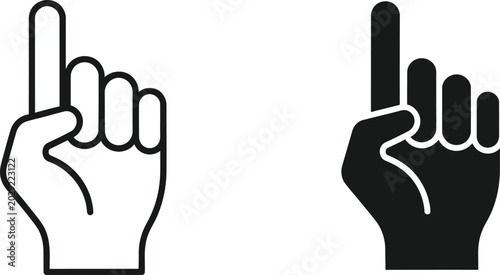 Two fingers pointing up hand gestures Vector