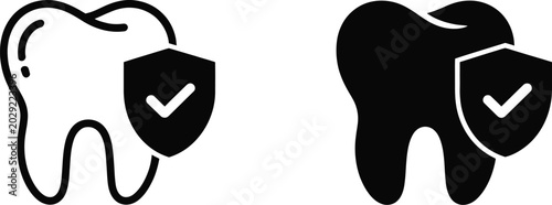Φωτογραφία Healthy teeth icons, clean tooth symbols with checkmarks for dentistry oral care protection and healthcare related design themes