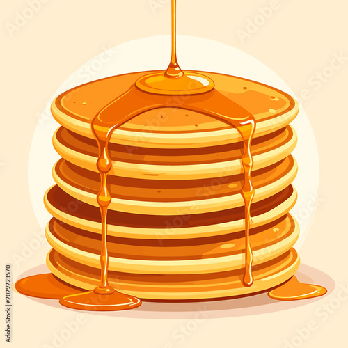 Fényképezés Stack of pancakes with syrup dripping 1.