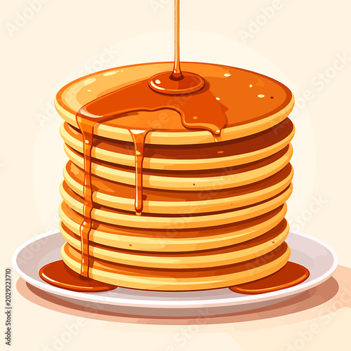 Foto Stack of pancakes with syrup dripping.