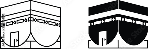 Obraz na plátně Islamic kaaba in mecca with black and white contrast Vector