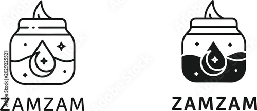Canvas Print Zamzam water jar with flame icon vector Vector