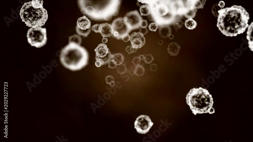 Microscopic view of pollen and dust particles floating in strong wind stream, slow motion allergy concept. Slow motion macro video of detailed pollen grains, dust and bacteria particles moving towards