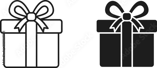 Gift box with black and white bow ribbon Vector