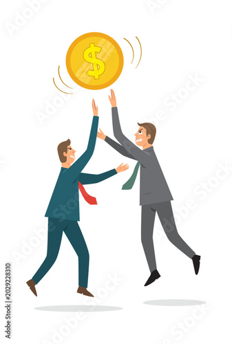 Tableau sur toile Businessmen confront each other in business rivalry.
