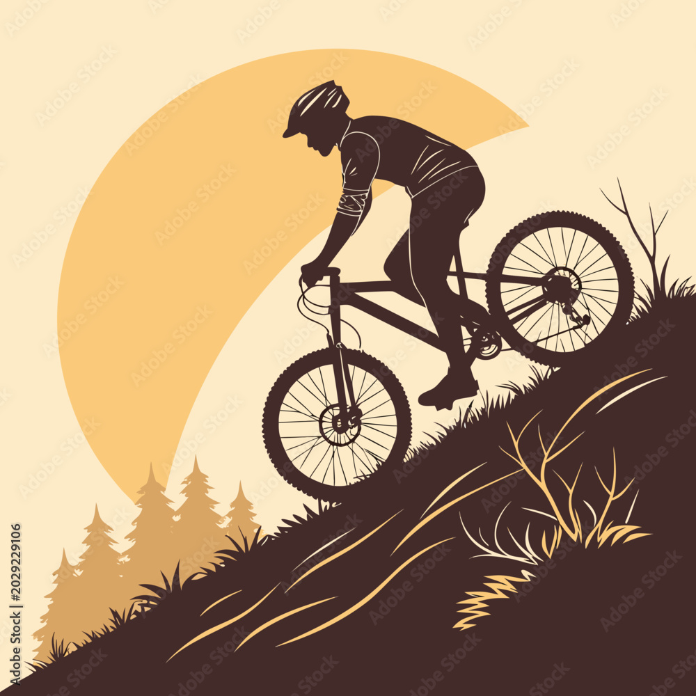Fototapeta premium silhouette of a cyclist