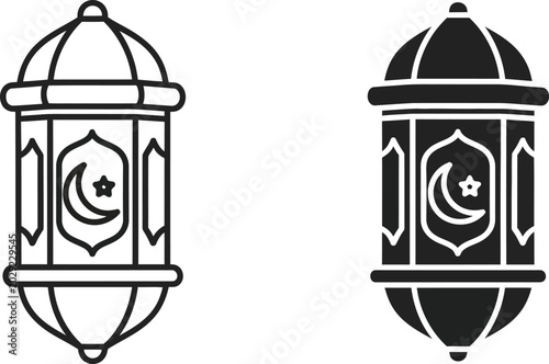 Islamic lantern with crescent moon design