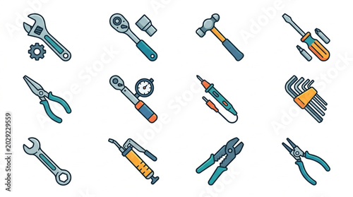 Bild auf Leinwand Collection of various hand tools for repair and construction work