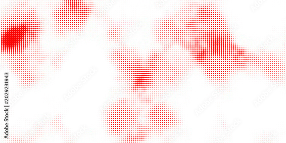 Fototapeta premium High contrast red comic texture with faded halftone dots and pixel grain pattern, ideal for banners, album covers, and creative media backgrounds.
