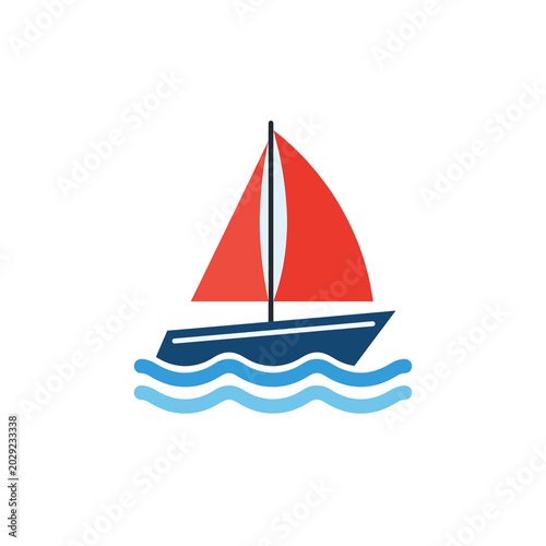 Fotografija Sailing Boat with Red Sails.