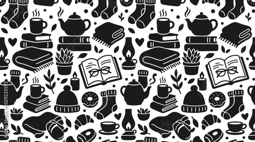 Black and white winter clothing icons.