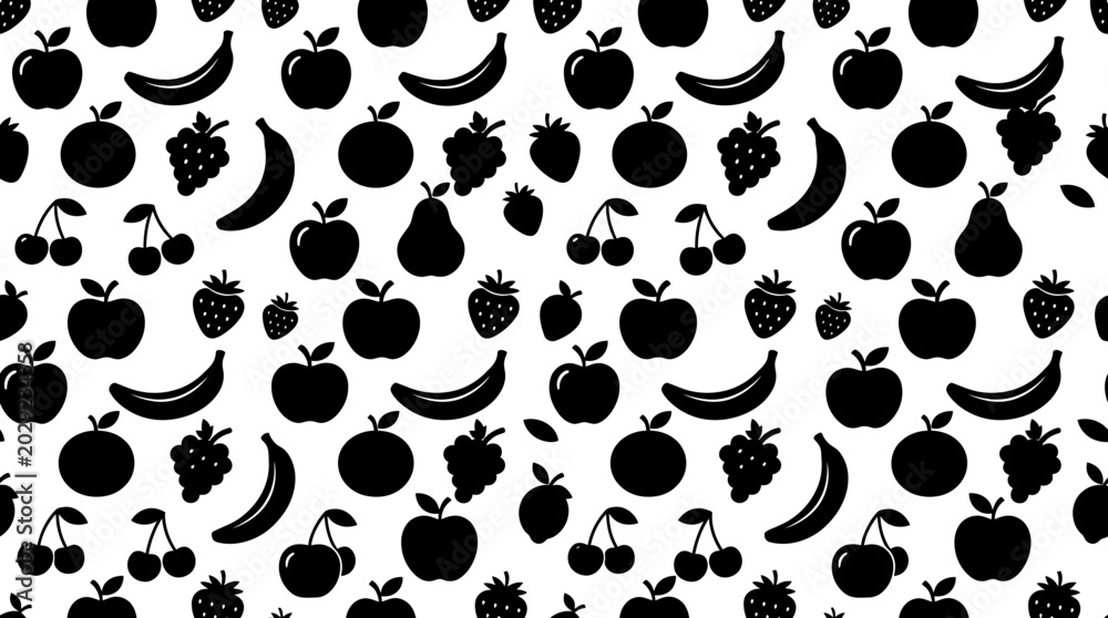 Fototapeta premium Variety of fruit icons on white.