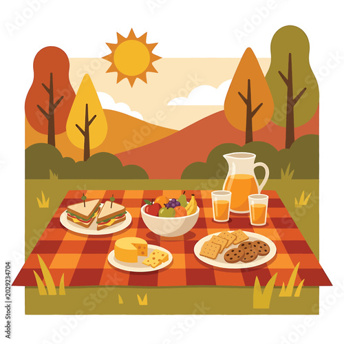 Bild auf Leinwand Variety of food on picnic table.