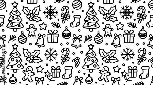 Black and white Christmas icons.