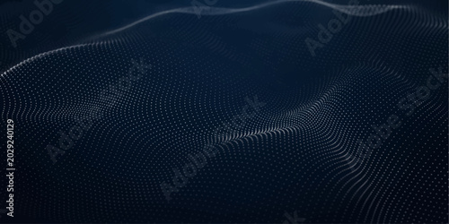 Quadro su tela Abstract Dark Blue Digital Wave Technology Background