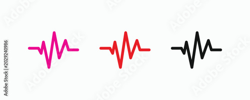 Tableau sur toile Three vibrant heartbeat lines pulse across a clean white space