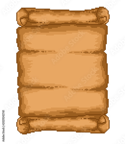 Fotografía Game asset pixel art vintage paper scroll or parchment icon