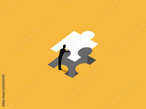 Tableau sur toile businessman closed the loophole with a jigsaw puzzle