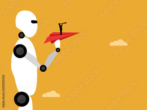 Obraz na plátne Business leaders are creating future innovations with the help of AI robots