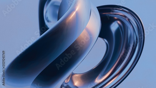 Fluid liquid blue metal shapes abstract background. 3d illustration