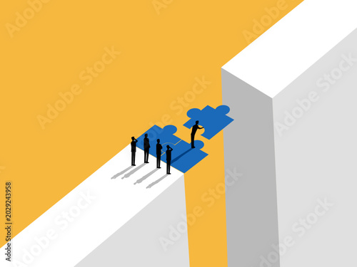 Cuadro en lienzo leader built a jigsaw puzzle bridge to bridge the gaps
