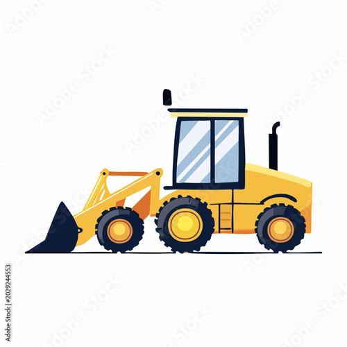 Yellow Front Loader Construction Vehicle Illustration