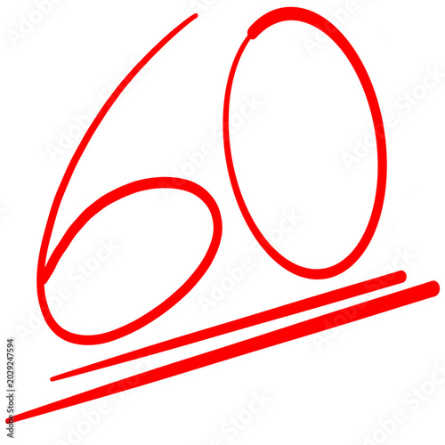 grade marks collection with red numbers 60