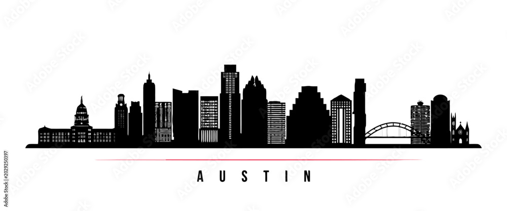 Naklejka premium Austin Texas City Skyline Silhouette Vector Illustration