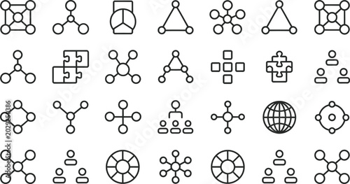 Collection of simple network and connection icons Vector