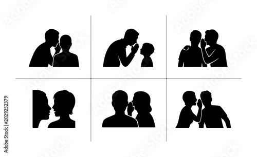 Tableau sur toile Whispering Secrets, Sharing Gossip, Confidential Information, Discreet Communica