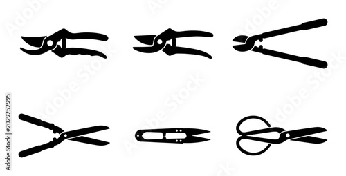 Tableau sur toile Gardening Tools Collection: Pruning Shears, Clippers, and Cutting Implements Vec