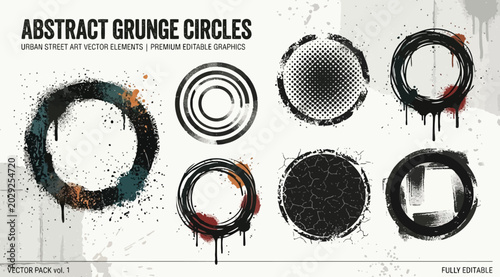 Bild auf Leinwand Abstract grunge circles vector pack, urban street art elements