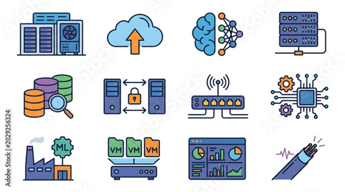 Collection of Technology and Computing Icons.