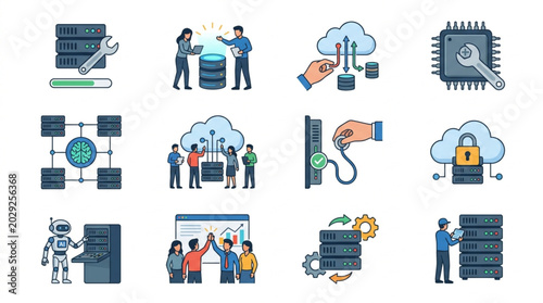 Collection of Technology and Data Center Icons.