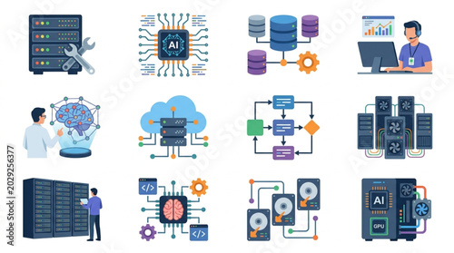 Collection of Technology and Data Center Icons.