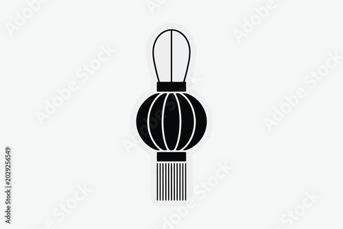 Black Lantern Hanging on White Background