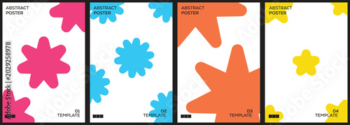 Playful Geometric Flower Poster Set with Minimal Abstract Floral Shapes