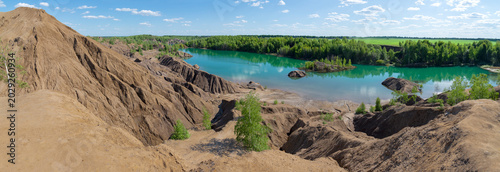 Картината върху платно Panorama of an artificial lake in the Konduki natural and anthropogenic complex (Romantsev Mountains)