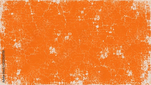 Distressed Plastisol Ink, Orange Cracked Texture Overlay. For Retro T-shirt designs. Rough White Worn Effect. Vintage Isolated Pattern