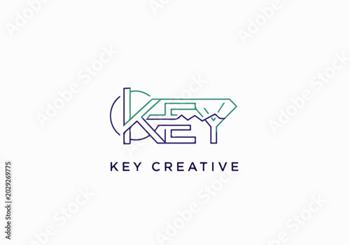 Creative Key Logo Branding with Sleek Metallic Style