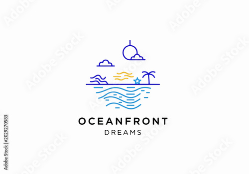Classic Beach Logo Featuring Decorative Coastal Horizon Artwork Elegantly