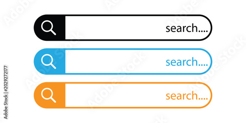 Modern Search Bar UI Element Set with Microphone and Magnifying Glass Icons in Line
 Art Style