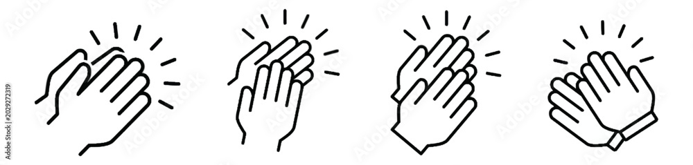 Fototapeta premium Clapping hands icon set, simple line art style for applause