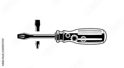 Obraz na płótnie Screwdriver with screw and bit.