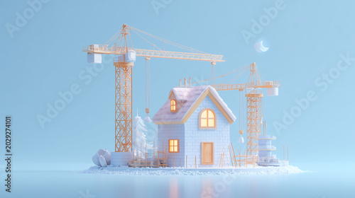 Colorful Miniature Houses Under Construction