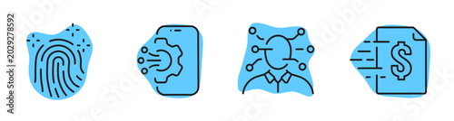 Canvas Print Biometric identification and digital identity icons for security