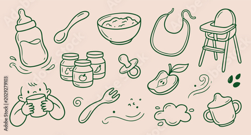 Bilde på lerret baby feeding pattern, infant mealtime accessories, healthy organic puree, cute n