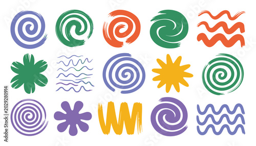Colorful vector swirls and waves collection abstract graphic elements for design projects