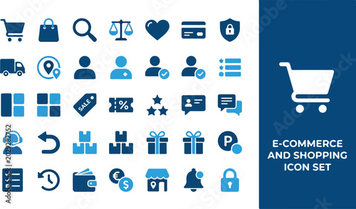 Foto E-commerce and shopping icon set vector graphic with diverse icons