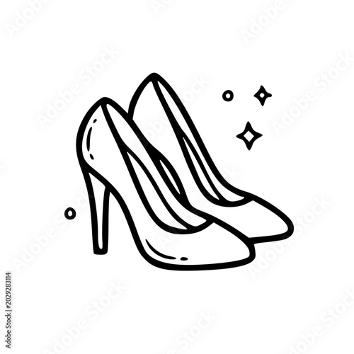 Elegant High Heel Shoes Doodle Vector Illustration